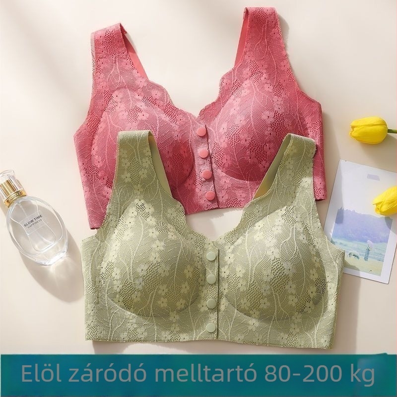 Plusz méretű szoptatós melltartó előre záródással, csipével, pánt nélküli, kényelmes drót nélküli modell nőknek