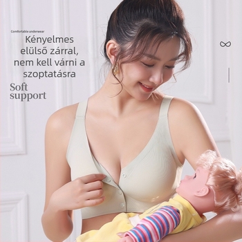 Elöl nyíló szoptatós melltartó terhes nőknek, vezeték nélküli, légáteresztő, anti-esés, vékony kosár