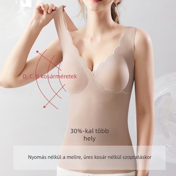 Szoptatós felső V-nyakkal, ujjatlan, nylon-spandex anyagból, szoros szabás, középhosszú, szoptatási nyílás