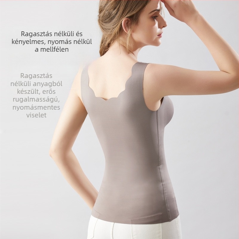 Szoptatós felső V-nyakkal, ujjatlan, nylon-spandex anyagból, szoros szabás, középhosszú, szoptatási nyílás