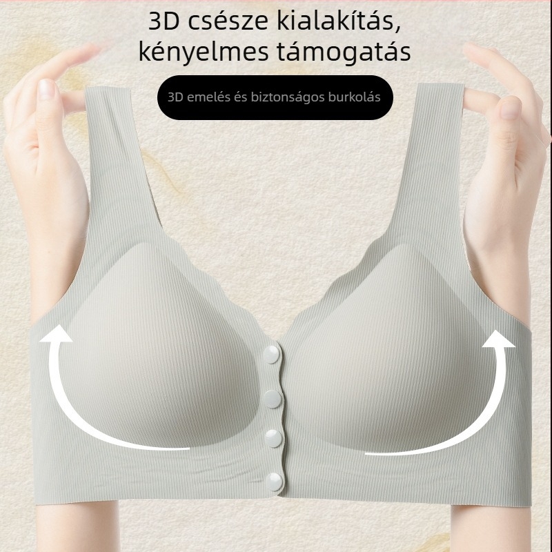 Elölkapcsos szoptatós melltartó, légáteresztő nylon anyagból, acélmentes, vékony formázott kosarakkal, a posztpartum időszakra