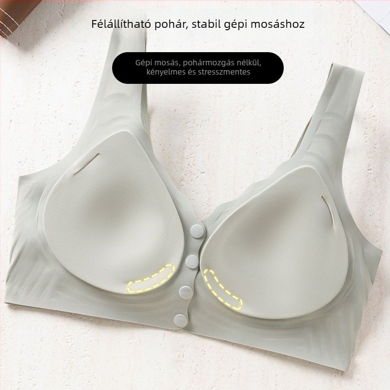 Elölkapcsos szoptatós melltartó, légáteresztő nylon anyagból, acélmentes, vékony formázott kosarakkal, a posztpartum időszakra