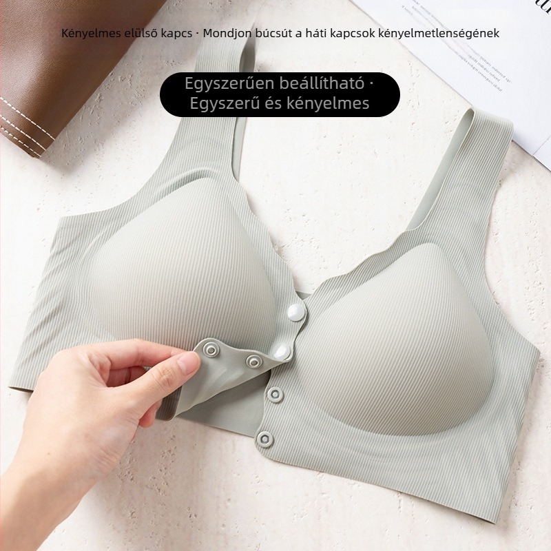 Elölkapcsos szoptatós melltartó, légáteresztő nylon anyagból, acélmentes, vékony formázott kosarakkal, a posztpartum időszakra