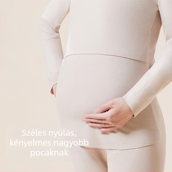 Szoptatós anyasági szett gyapjúból, mindkét oldalon bolyhosított, négyzetes nyakú, hosszú ujjú, szoptatási nyílás