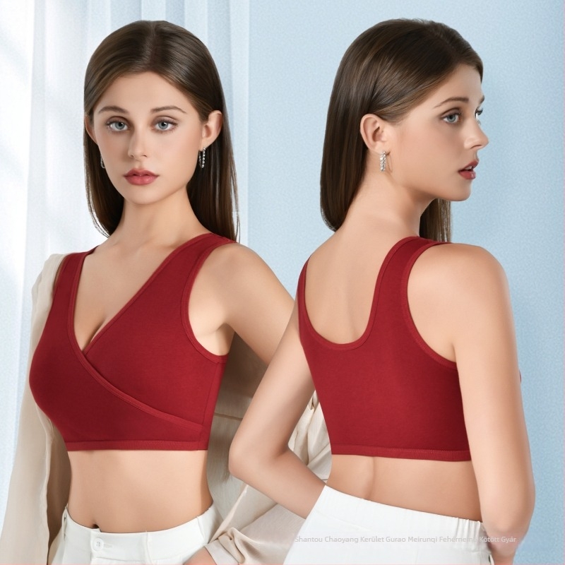 Szoptatós melltartó keresztpántú hátsó résszel, kényelmes pamutból, vékony kosarakkal, oldalsó nyitással, merevítő nélkül