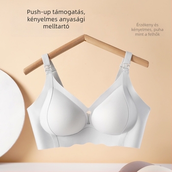 Kismamák számára szoptatós melltartó, antibakteriális 7A, formázott kosarak, acélgyűrű nélküli, rögzített dupla vállpántok, hátul négy sor patentzár, nylon anyag