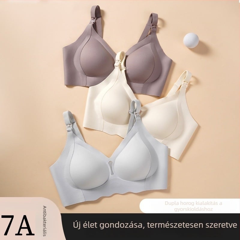 Kismamák számára szoptatós melltartó, antibakteriális 7A, formázott kosarak, acélgyűrű nélküli, rögzített dupla vállpántok, hátul négy sor patentzár, nylon anyag