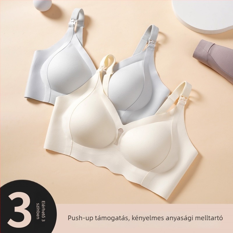 Kismamák számára szoptatós melltartó, antibakteriális 7A, formázott kosarak, acélgyűrű nélküli, rögzített dupla vállpántok, hátul négy sor patentzár, nylon anyag