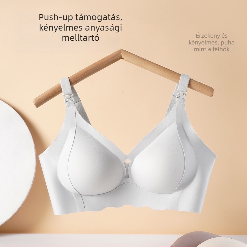 Kismamák számára szoptatós melltartó, antibakteriális 7A, formázott kosarak, acélgyűrű nélküli, rögzített dupla vállpántok, hátul négy sor patentzár, nylon anyag