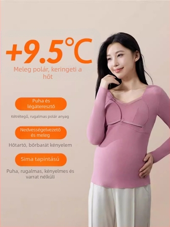 Melltartó nélküli szoptatós termo felső terhességhez – ősz/tél vastag modell