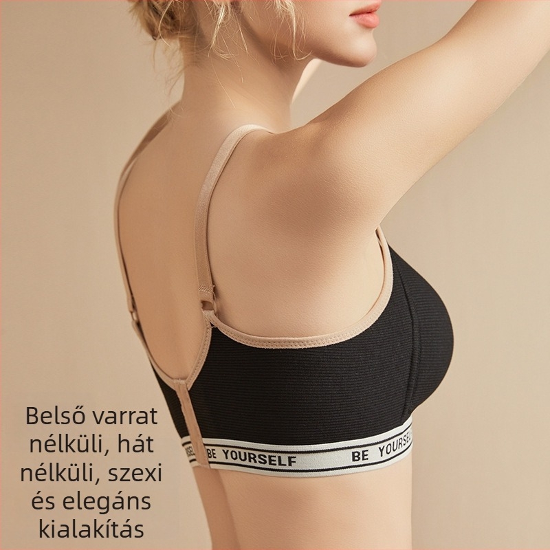 Szoptatós melltartó nylon anyagból, vékony formázott kosarak, fix vállpántok, hátul négy sor kapoccsal