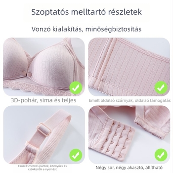 Szoptatós melltartó előre zárható, vékony formázott kosarakkal, pamut béléssel, nylon főanyagból, acélgyűrű nélkül