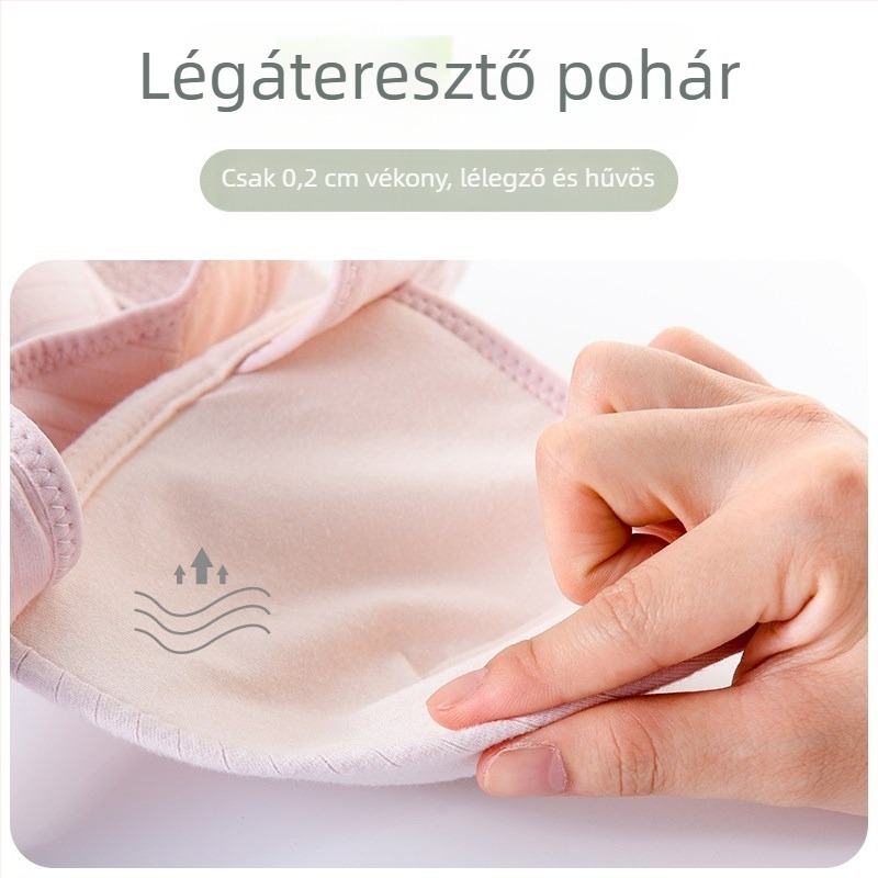 Szoptatós melltartó előre zárható, vékony formázott kosarakkal, pamut béléssel, nylon főanyagból, acélgyűrű nélkül