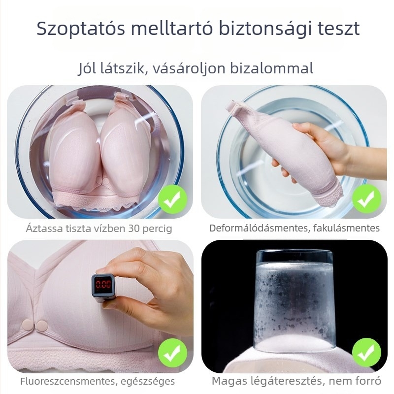Szoptatós melltartó előre zárható, vékony formázott kosarakkal, pamut béléssel, nylon főanyagból, acélgyűrű nélkül