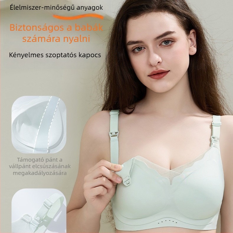 Csipkés szoptatós melltartó, pamut bélés, vezeték nélküli, vékony formázott kosarak