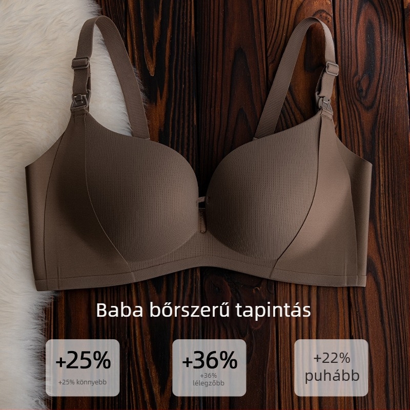 Szoptatós és terhes melltartó, vékony formázott kosarakkal, Spandex anyag, hátul három sor kapcsokkal, rögzített dupla vállpántok