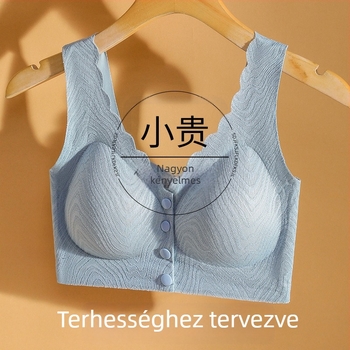 Nylon melltartó szoptatáshoz vékony előformázott kosarakkal, elülső záródás, Spandex béléssel, szoptatási támogatás