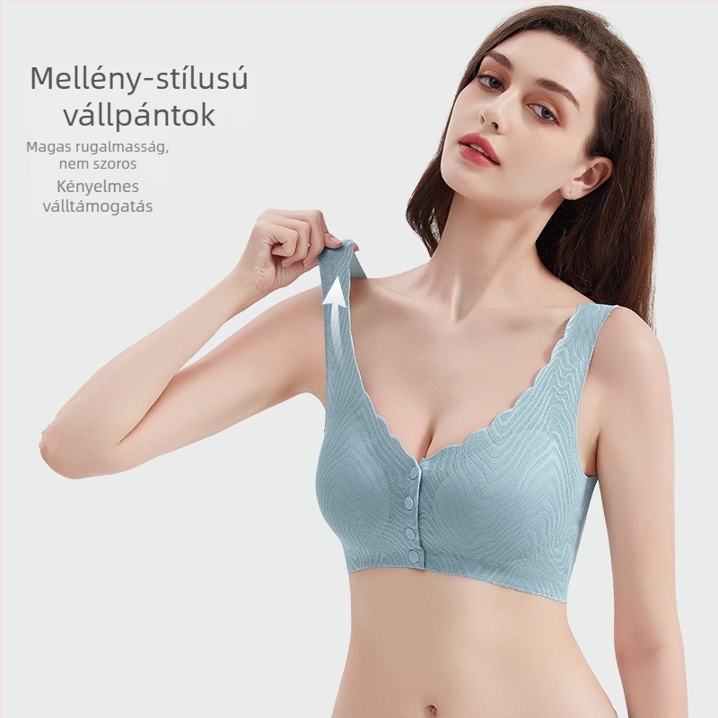 Nylon melltartó szoptatáshoz vékony előformázott kosarakkal, elülső záródás, Spandex béléssel, szoptatási támogatás