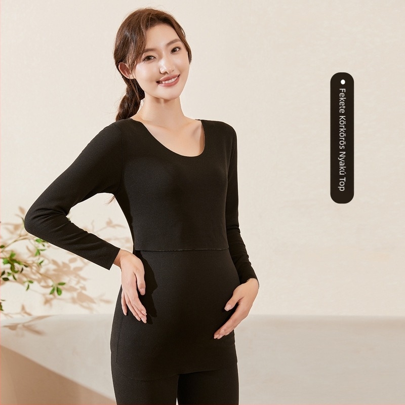 Anyaság-pizsama szett hosszú ujjú, szoptatási nyílással, De Velvet anyag, poliészter 80-90%, spandex <30%