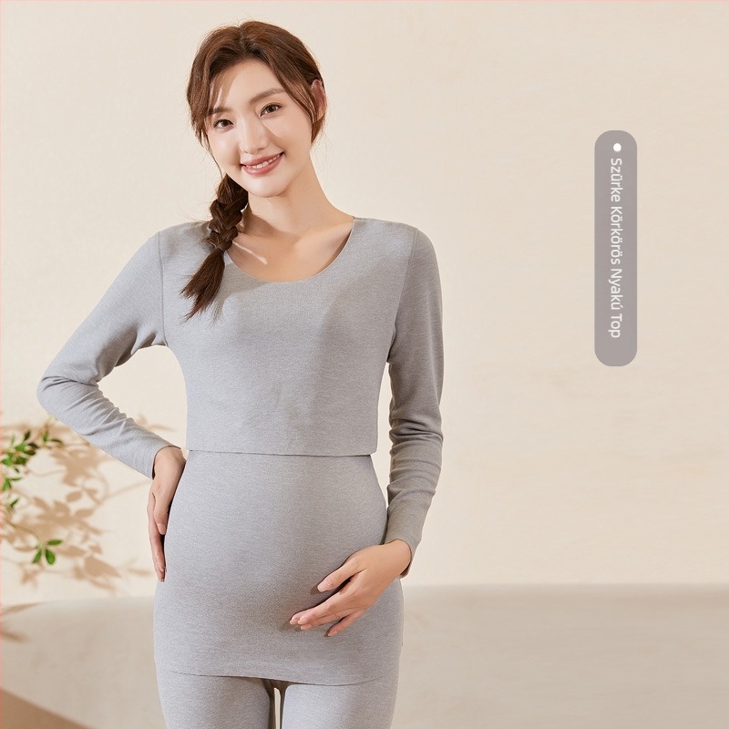 Anyaság-pizsama szett hosszú ujjú, szoptatási nyílással, De Velvet anyag, poliészter 80-90%, spandex <30%