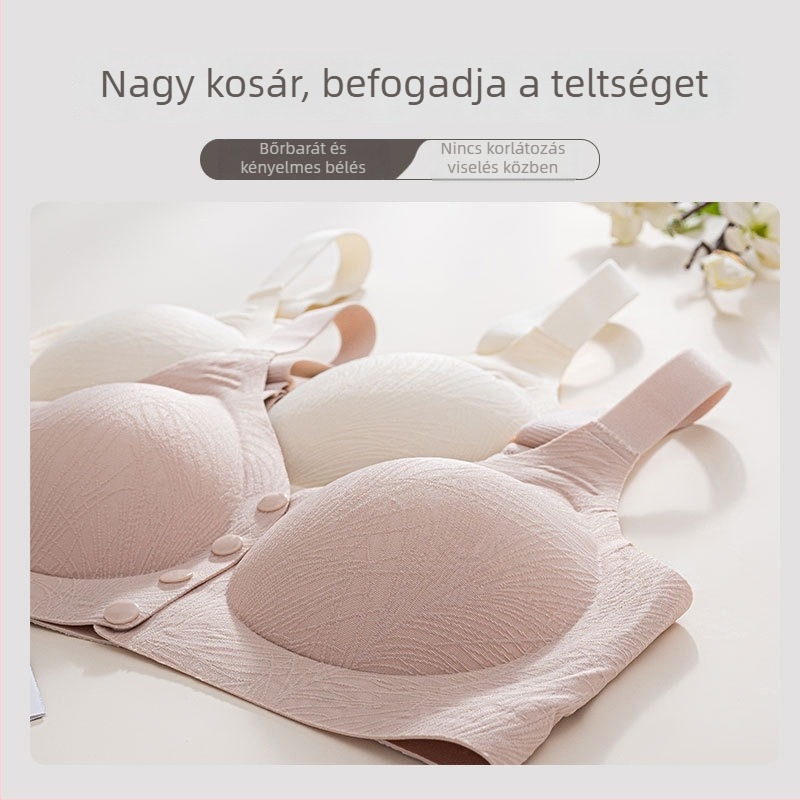 Terhes- és szoptatós melltartó, vékony fazon, tartós, előre záródó patenttal, plusz méret, terhességre és szoptatásra