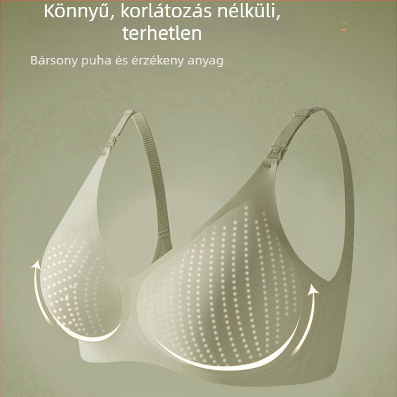 Szoptatós melltartó nagy mellekhez, Push-Up támogatás, anti-sag, vékony, varrás nélküli modell, anyateji melltartó fix kosaras