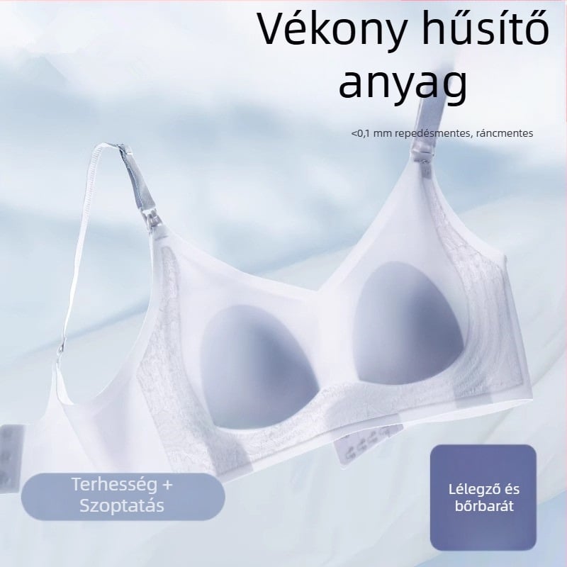 Ultra vékony szoptatós melltartó terhesség és szoptatás alatt – fő anyag nylon, bélés spandex, ultra vékony formázott kosarak, rögzített kettős pántok, hátoldali négy sor csat