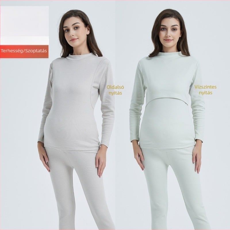 Kismama és szoptatós felső, 90–95% pamut, középmagas gallér, vízszintes szoptatási nyílás, 201–250 g/m2