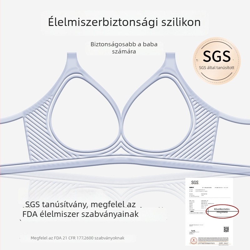 Szoptatós melltartó puha támasz és anti-megereszkedés dizájnnal, vékony formázott kosarak, nélkül acélöv, nylon anyagból, hátul négy sor záródás, minden szakaszhoz