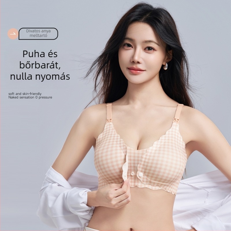 Szoptatós terhes melltartó, anti-sagging, push-up hatás, postnatális szoptatásra, hátul zárható négy sor horog és szem