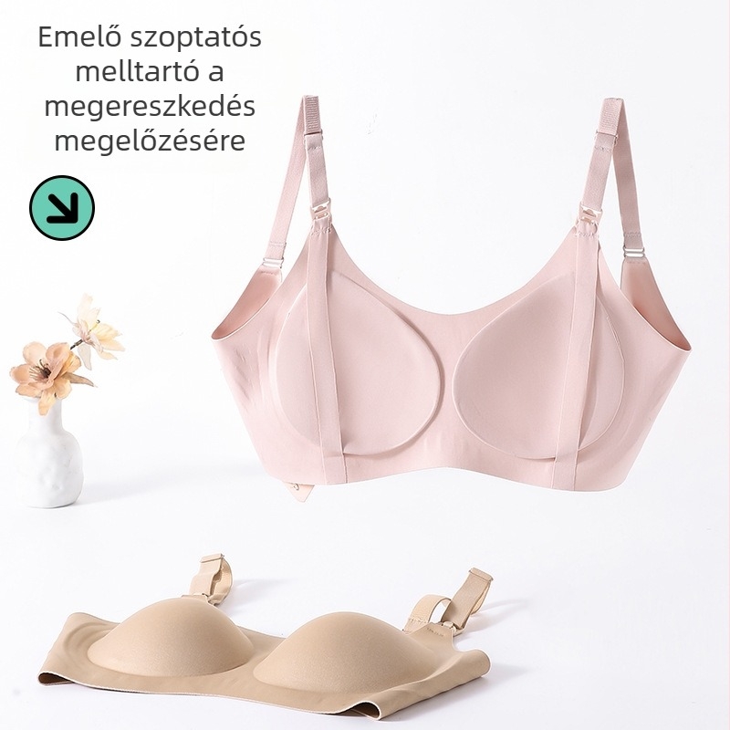 Varrás nélküli szoptatós melltartó formázott kosarakkal, terhességre és szülés utáni időszakra, anti-ernyedés támogatás