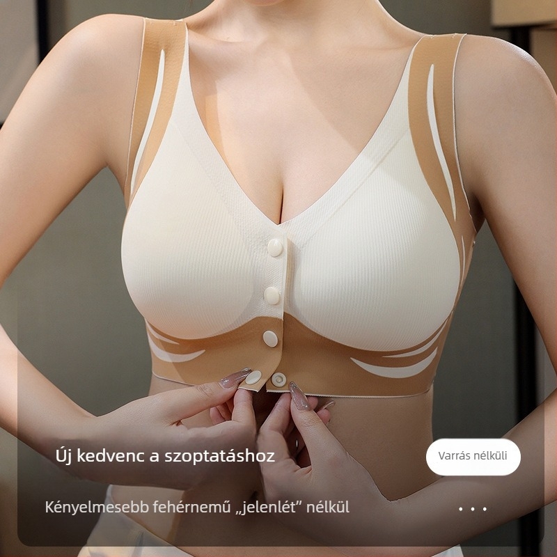 Plusz méretű kismamák számára terhességre és szoptatásra szoptatós melltartó, push-up, anti-lógás, varrás nélküli, elöl záródó