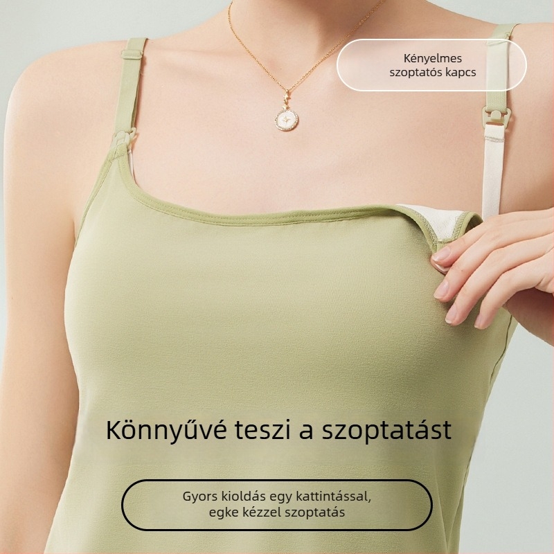 Szoptatós topp terhes nőknek, 100% pamut, minden évszakra, közepes súlyú anyaggal (141–160 g/m²)