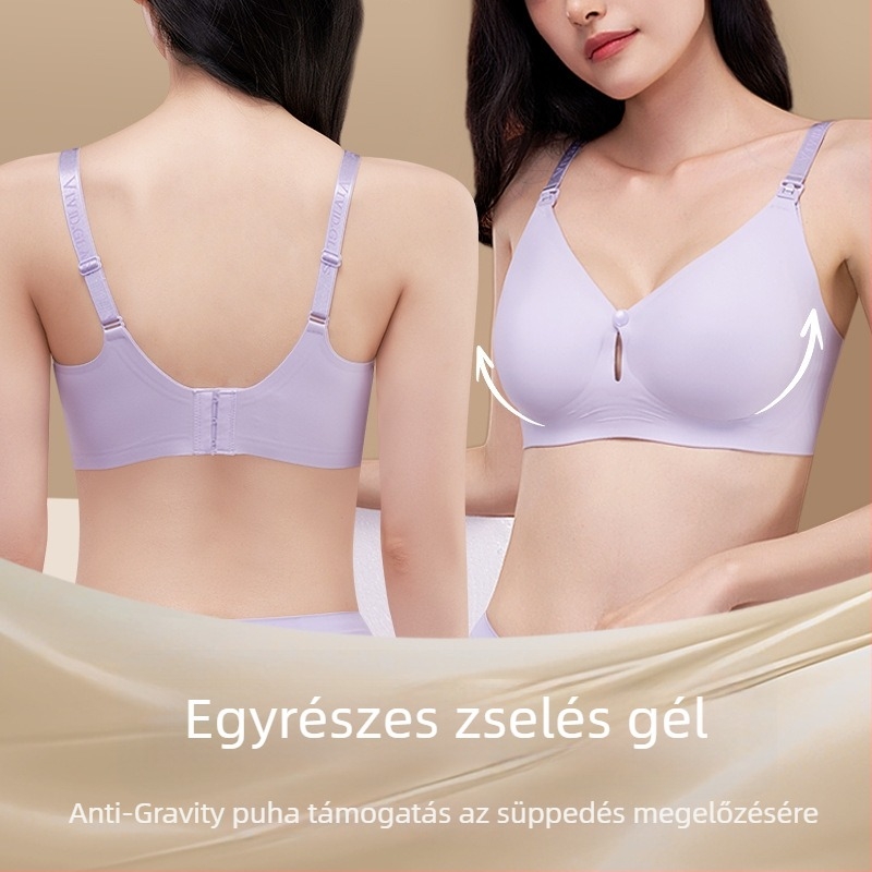 Szoptatós melltartó leválasztható dupla vállpántokkal, vékony formázott kosarakkal, nylon anyagú és nylon bélésű, hátul négy sor csattal