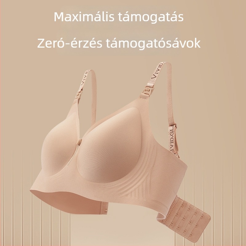 Szoptatós melltartó leválasztható dupla vállpántokkal, vékony formázott kosarakkal, nylon anyagú és nylon bélésű, hátul négy sor csattal