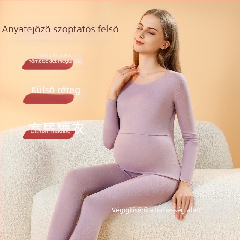 Szoptatós kismama melegítő felső, hosszú ujjú pulóver, poliészter 90–95%, vast anyag 251–300 g/m², őszi-téli