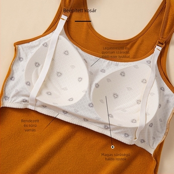 Szoptatós felső terhességhez és szülés utáni időszakra, ujjatlan, fleece-sel bélelt, viszkóz anyagból, téli meleg