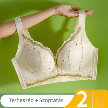 Anyasági szoptatós melltartó vékony formázott kosarakkal, szoptatási funkció, nylon főanyag 80–90%, rögzített dupla vállpánt, csipkés dizájn