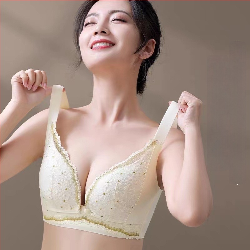 Anyasági szoptatós melltartó vékony formázott kosarakkal, szoptatási funkció, nylon főanyag 80–90%, rögzített dupla vállpánt, csipkés dizájn