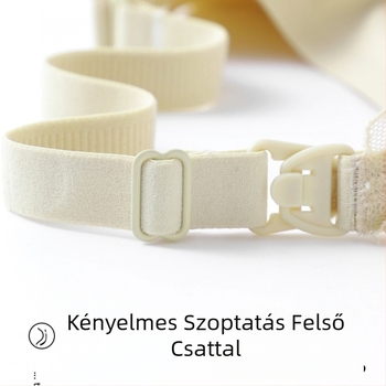 Csipkés kismama–szoptatós melltartó posztpartum, vékony formázott kosár, hátsó három soros kapoccsal, lactációs támogatás, latex anyag