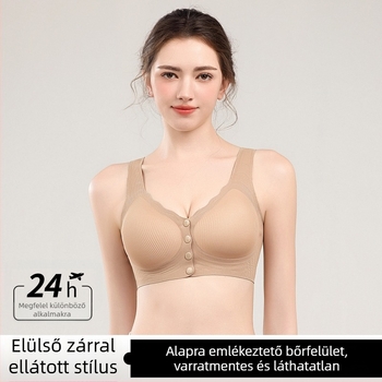 Elöl záródó drót nélküli szoptatós melltartó, varrás nélküli, középre gyűjtő hatás, anti-sag, postpartum és szoptatás, kényelmes