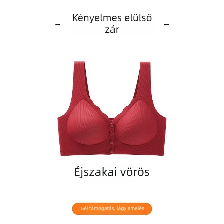 Elöl záródó drót nélküli szoptatós melltartó, varrás nélküli, középre gyűjtő hatás, anti-sag, postpartum és szoptatás, kényelmes