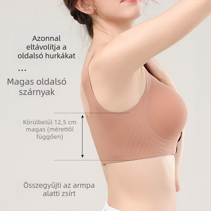 Elöl záródó drót nélküli szoptatós melltartó, varrás nélküli, középre gyűjtő hatás, anti-sag, postpartum és szoptatás, kényelmes