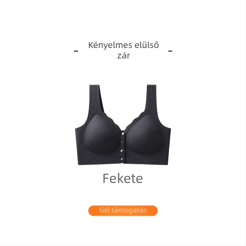 Elöl záródó drót nélküli szoptatós melltartó, varrás nélküli, középre gyűjtő hatás, anti-sag, postpartum és szoptatás, kényelmes