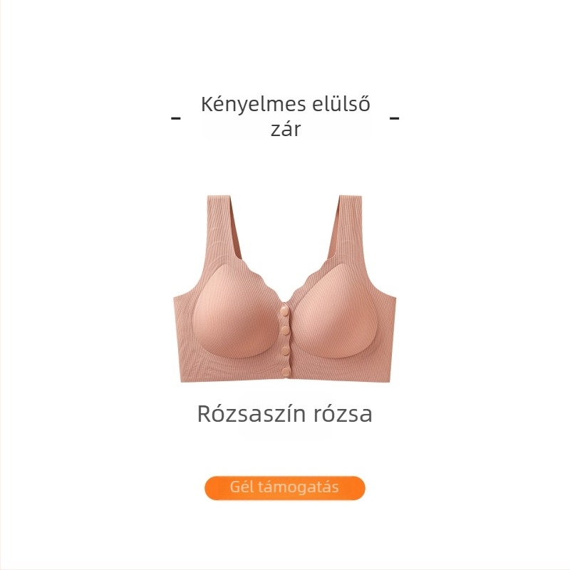 Elöl záródó drót nélküli szoptatós melltartó, varrás nélküli, középre gyűjtő hatás, anti-sag, postpartum és szoptatás, kényelmes