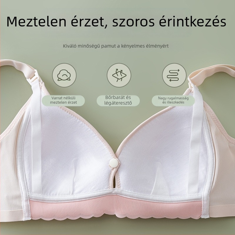 Drót nélküli terhes-szoptatós melltartó elülső záródással, vékony, varrat nélküli, lélegző, összehúzó hatással