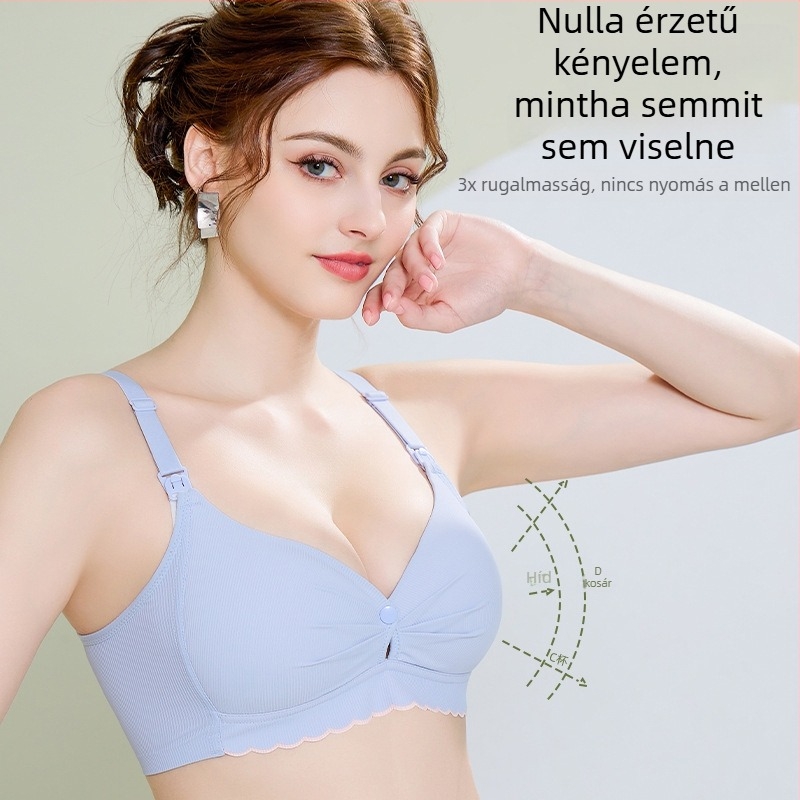 Drót nélküli terhes-szoptatós melltartó elülső záródással, vékony, varrat nélküli, lélegző, összehúzó hatással
