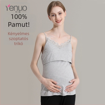 Yeno kismama szoptatós top, ujjatlan, vékony pamut, szülés utáni