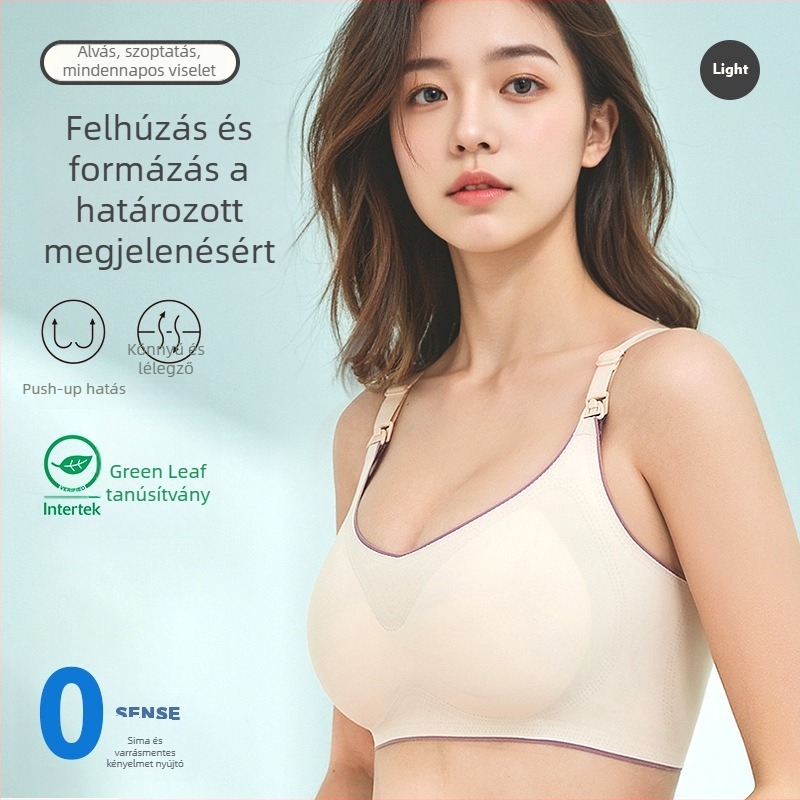 Varrás nélküli kismama szoptatós melltartó, előre nyíló zárással, rendkívül rugalmas anyagból, párnázott kosarakkal