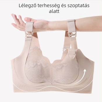 Nagy méretű kismama szoptatós melltartó, anti-prolapszus, vékony, kosár egy darabból, elöl zárható, csipkés nylon